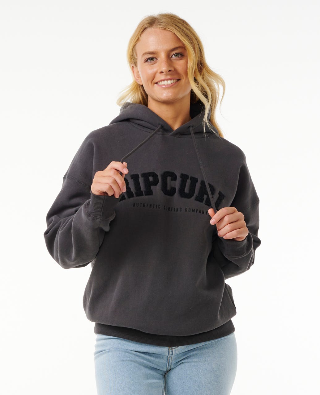 RIP CURL VARSITY HOODIE WASHED BLACK BLACK Mount Surf Shop