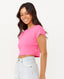 RIP CURL CLASSIC RIBBED TEE - HOT PINK