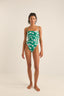 RHYTHM BONITA FLORAL SCRUNCHED SIDE ONE PIECE - GREEN