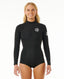 RIP CURL G-BOMB 1.5MM LONG SLEEVE BACK ZIP BOYLEG SPRING - BLACK