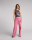 ONE TEASPOON CANVAS JACKSON MID WAIST WIDE LEG PANTS - PINK FLAMBE