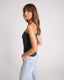 ONE TEASPOON ASYMMETRICAL RIB TANK TOP - WASHED BLACK