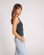 ONE TEASPOON ASYMMETRICAL RIB TANK TOP - WASHED BLACK