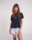 ONE TEASPOON BLACK GRAFFITI BIRD SPLIT HEM TEE - BLACK