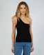 SILENT THEORY DUSTIN ONE SHOULDER TOP - BLACK