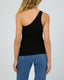 SILENT THEORY DUSTIN ONE SHOULDER TOP - BLACK