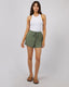 LUXE LINEN MINI SHORT - KHAKI