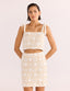 MINK PINK LYRIA PALM LACE SKIRT - CREAM