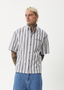 AFENDS LINED UP SHORT SLEEVE SHIRT - WHITE STRIPE