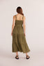 MINK PINK AMARA TIERED MIDI DRESS - KHAKI