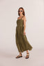 MINK PINK AMARA TIERED MIDI DRESS - KHAKI