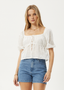 AFENDS MARLOW TIE FRONT TOP - WHITE