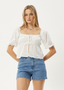 AFENDS MARLOW TIE FRONT TOP - WHITE