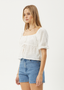 AFENDS MARLOW TIE FRONT TOP - WHITE