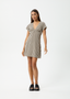 AFENDS GAMBET CHECK TEA DRESS - BLACK/SAND