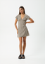 AFENDS GAMBET CHECK TEA DRESS - BLACK/SAND