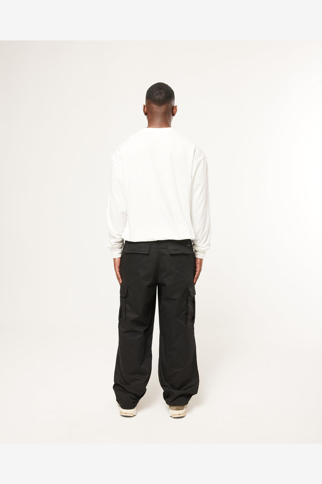 Wool Twill Cargo Pants - Black