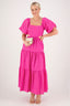 AMONG THE BRAVE ALLURE CUT OUT PUFF SLEEVE MAXI DRESS - PINK