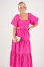 AMONG THE BRAVE ALLURE CUT OUT PUFF SLEEVE MAXI DRESS - PINK